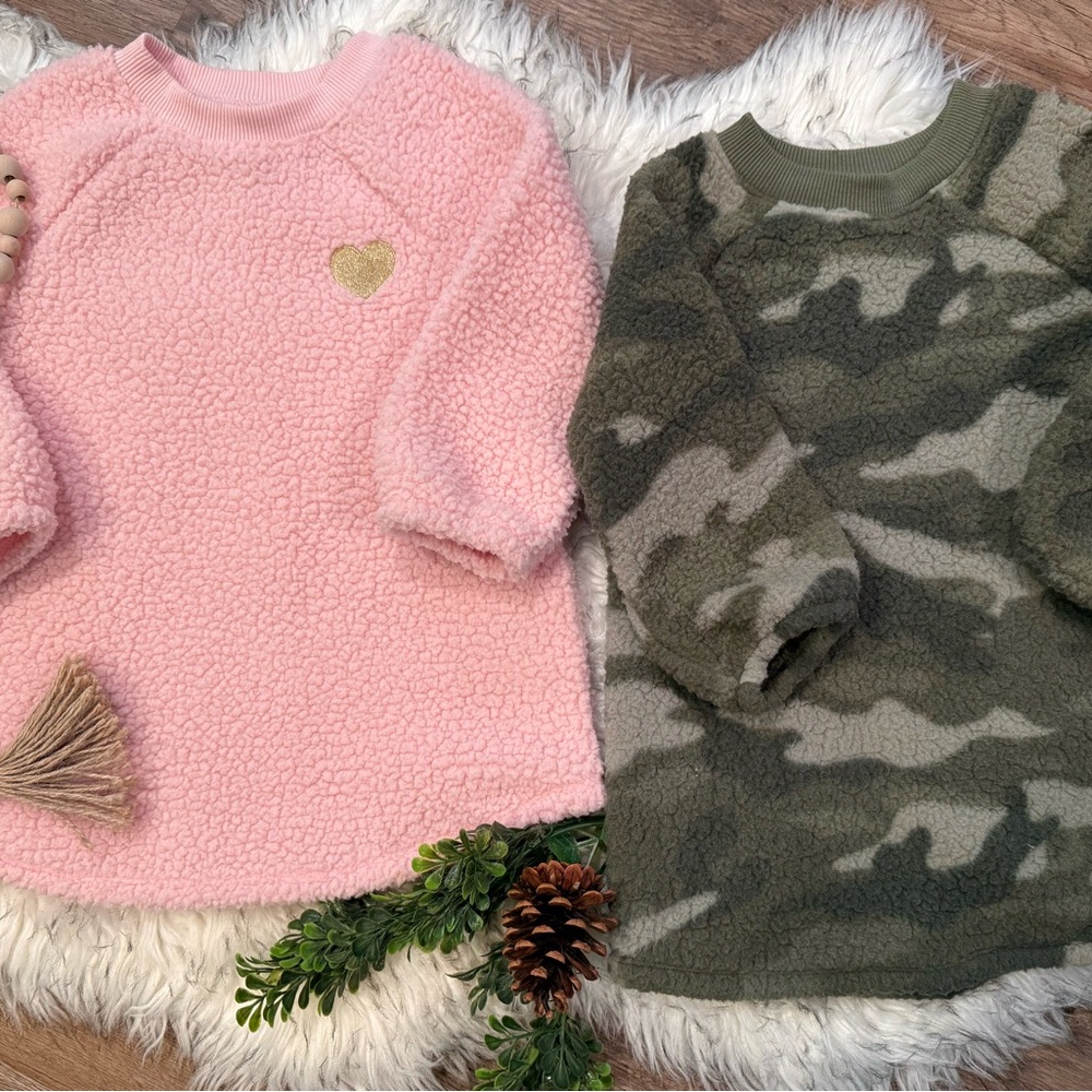Old Navy Pink and Camouflage Kids Fall Sweater Dresses